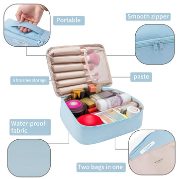 Interior impermeable y acolchado de la bolsa Queboom para cosméticos.