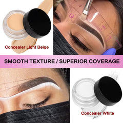 Queejoy concealer sourcils blanc et beige clair pour mettre en valeur les contours.