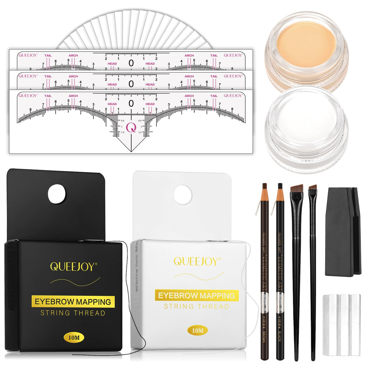Queejoy fil-cartographie sourcils noir et blanc utilisé pour marquer précisément sur la peau.