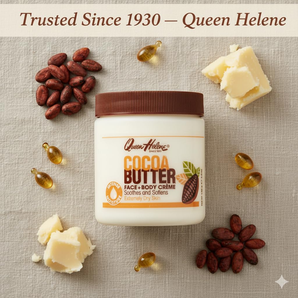 Queen Helene creme-beurre-de-cacao application-douce apaise la peau lors de l utilisation.