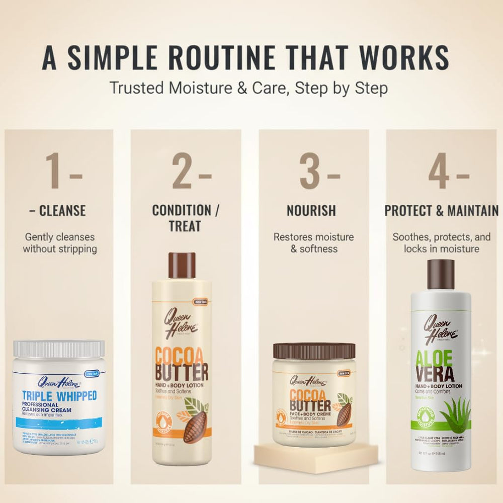 Queen Helene creme-beurre-de-cacao routine-quotidienne s intègre facilement à votre rituel.
