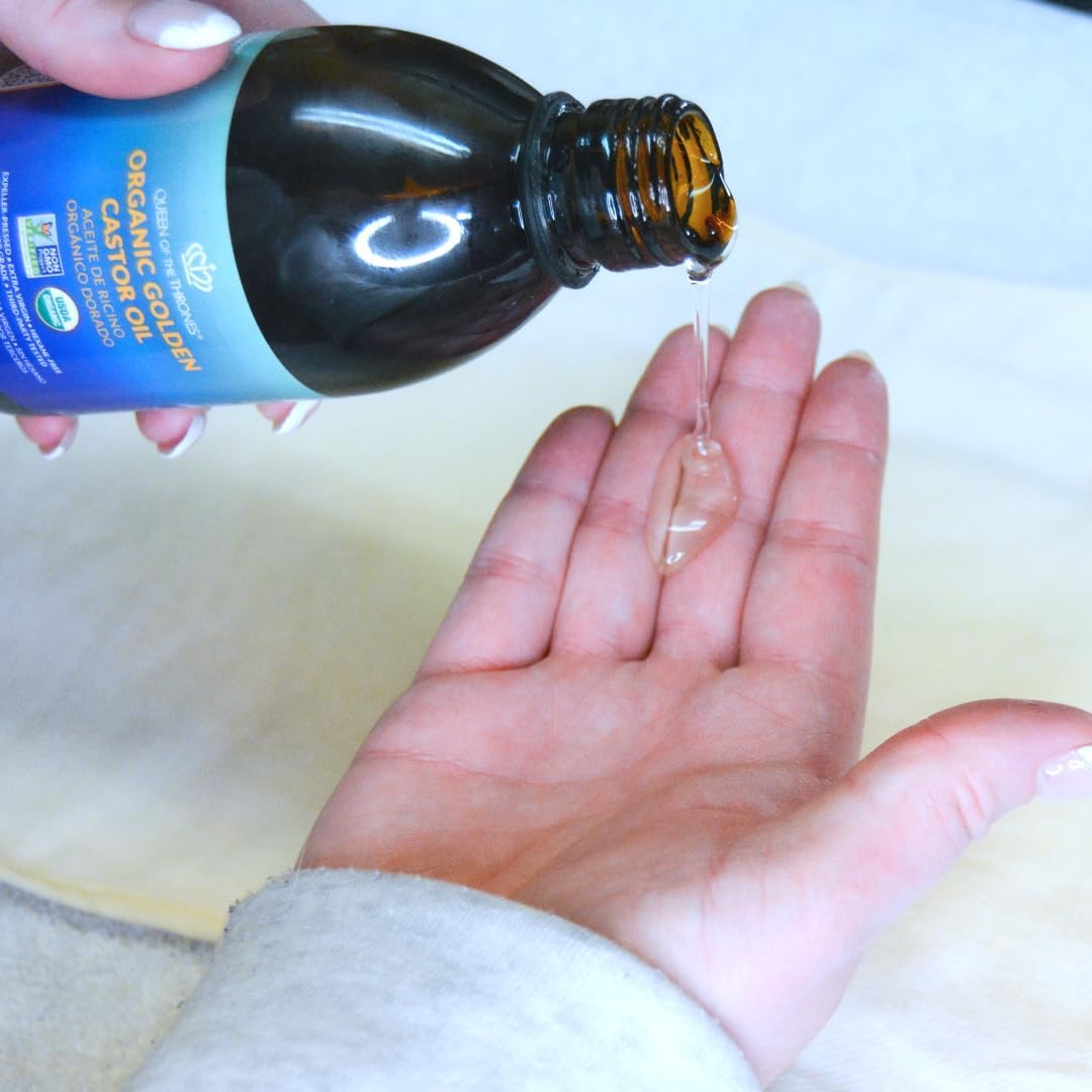 QUEEN OF THE THRONES Organic Golden Castor Oil for hair offers DIY conditioning.