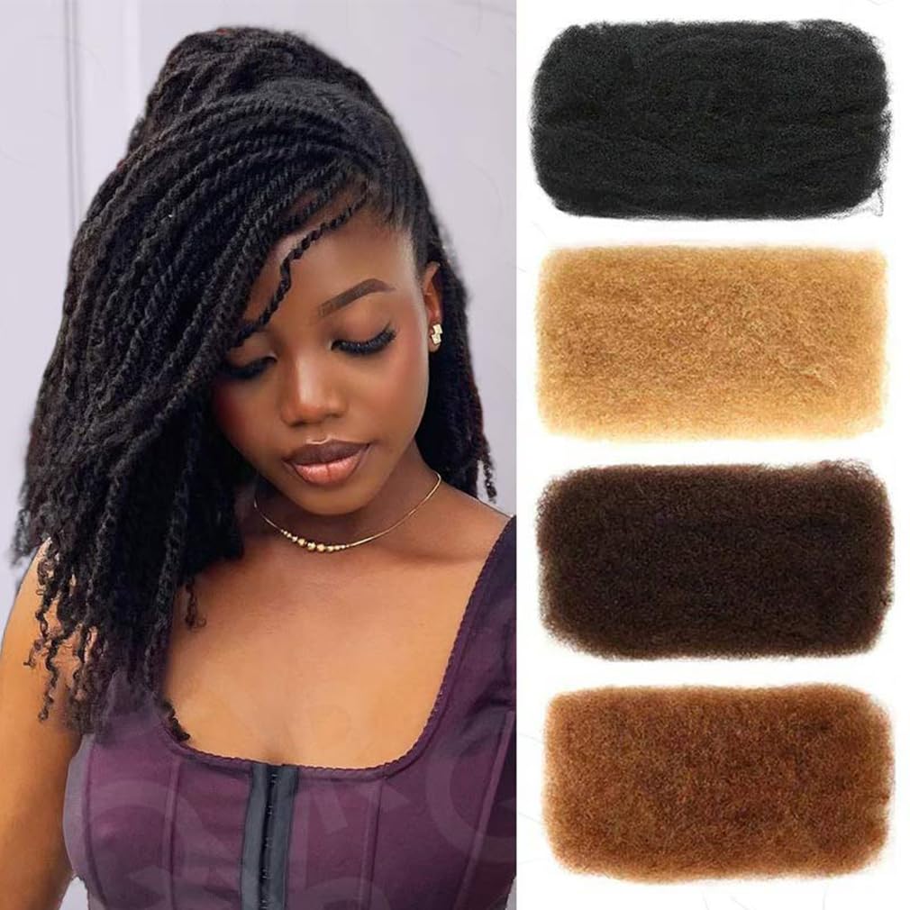 QUEEN VIRGIN REMY Cabello afro rizado a granel, reparación suave de locs.