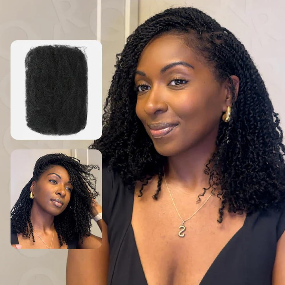 QVR Queen Virgin Remy cabello afro rizado 18 pulgadas suave y manejable para locs