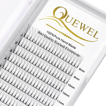 QUEWEL extensiones volumen 3D 0,10mm C mezcla 8-15mm para aspecto natural.