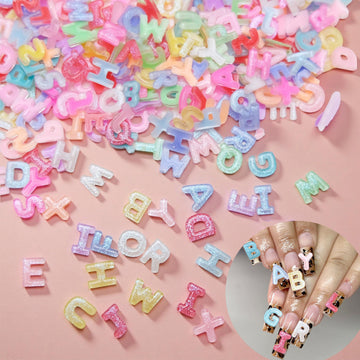 Quezadyl letras arte de uñas 3D acrílicas coloridas para decoraciones duraderas