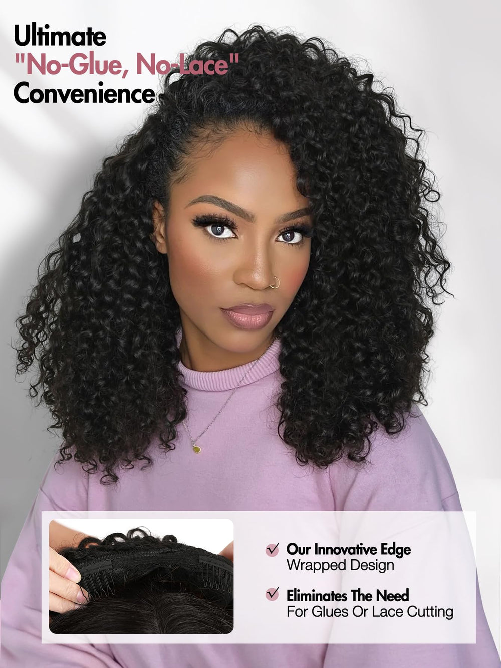 Quickwig Curly Half Wig Breathable Cap 16in keeps you cool during long wear.