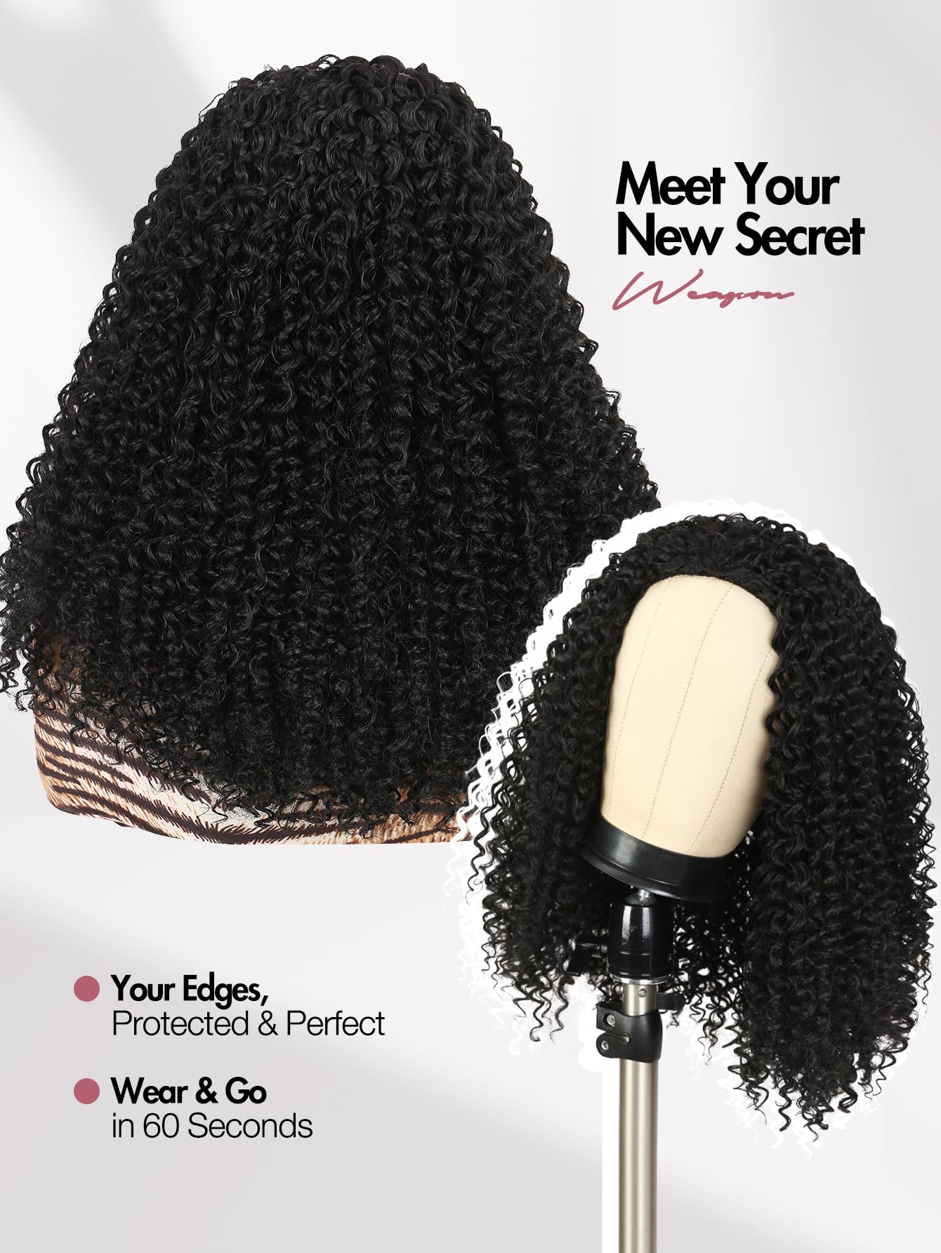 Quickwig Curly Half Wig Easy Fit 16in suits most head shapes.