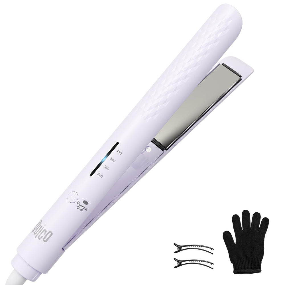 QUICO plancha de pelo Lilac, diseño compacto, ideal para viajes y uso diario.