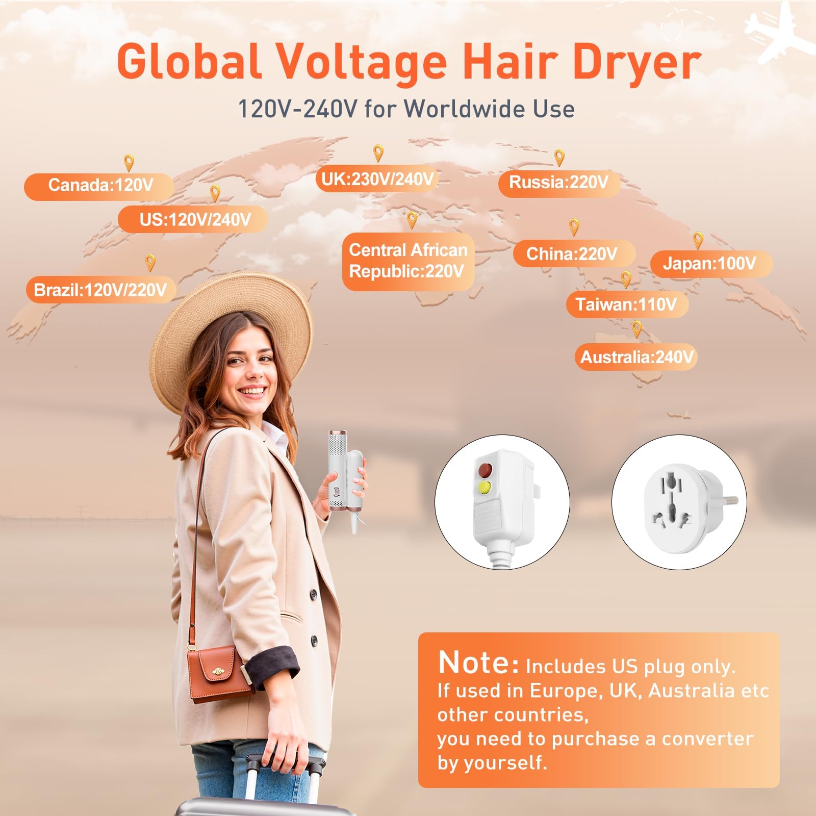 Quico secador viaje tres temperaturas y tres velocidades para cualquier tipo de cabello