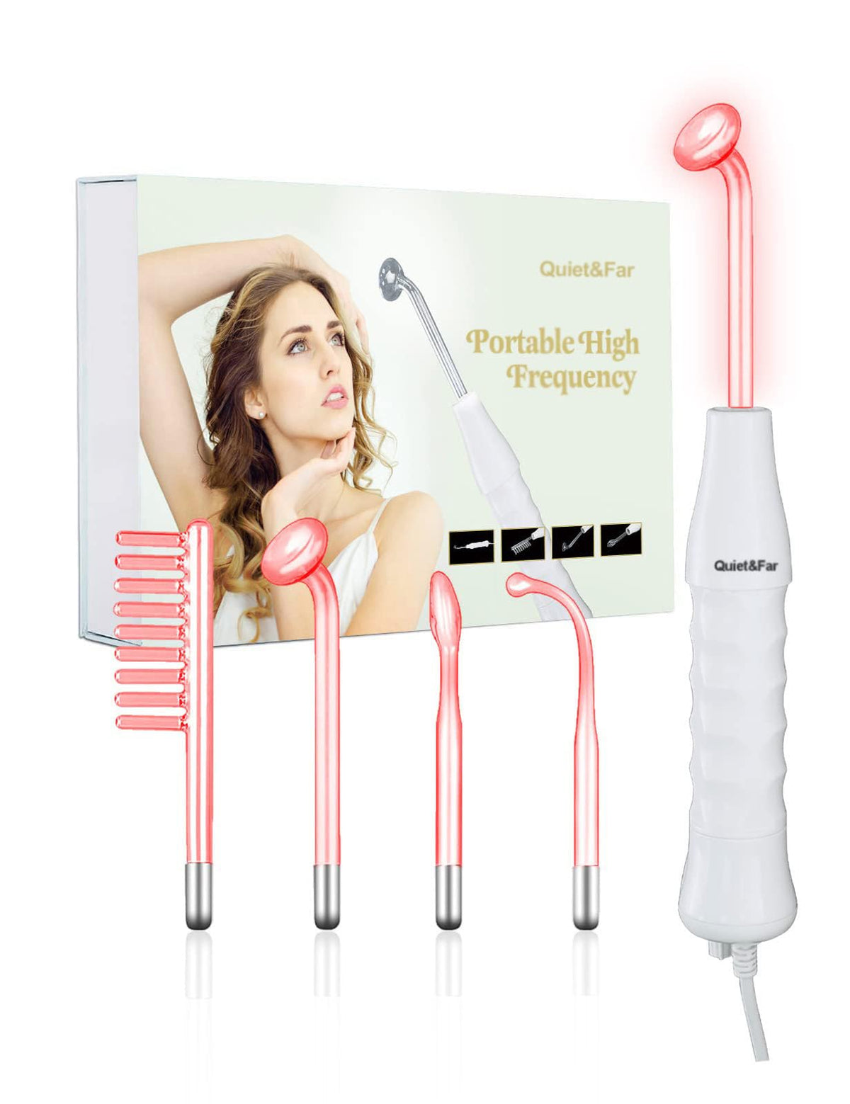 Quiet&Far varita alta frecuencia con 4 sondas para rejuvenecimiento facial potencial