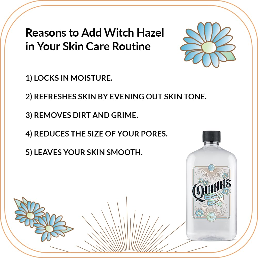 Etiqueta natural y ingredientes simples de Quinns hamamelis con aloe vera