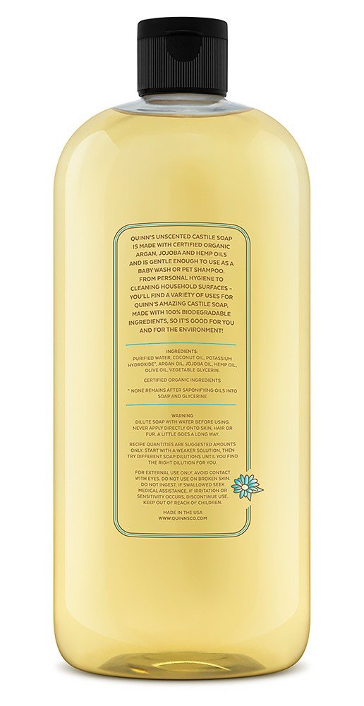 Quinn's Jabón Castile limpieza eficiente para cocina y baño.