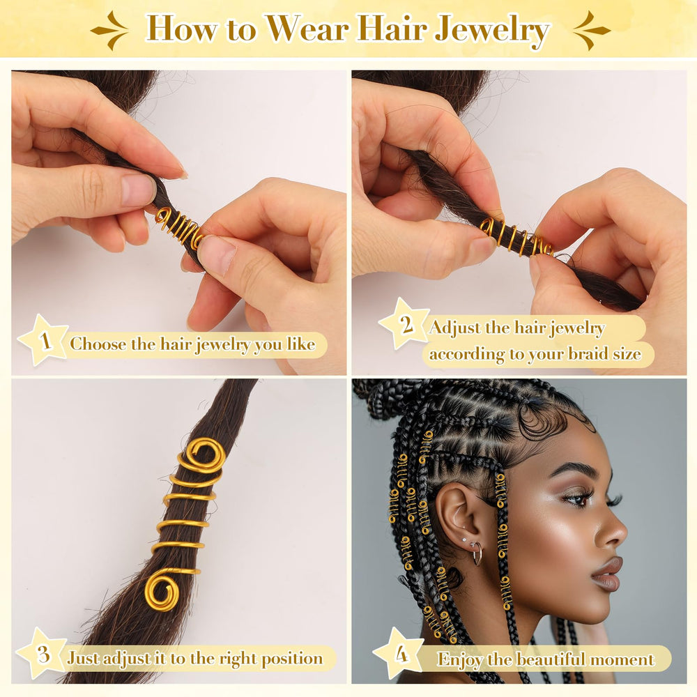 Quinzave accesorios dorados para trenzas, 38 estilos