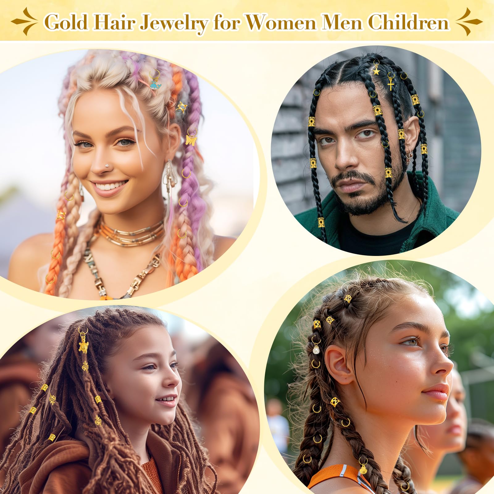 Quinzave clips dorados para trenzas, fáciles de colocar