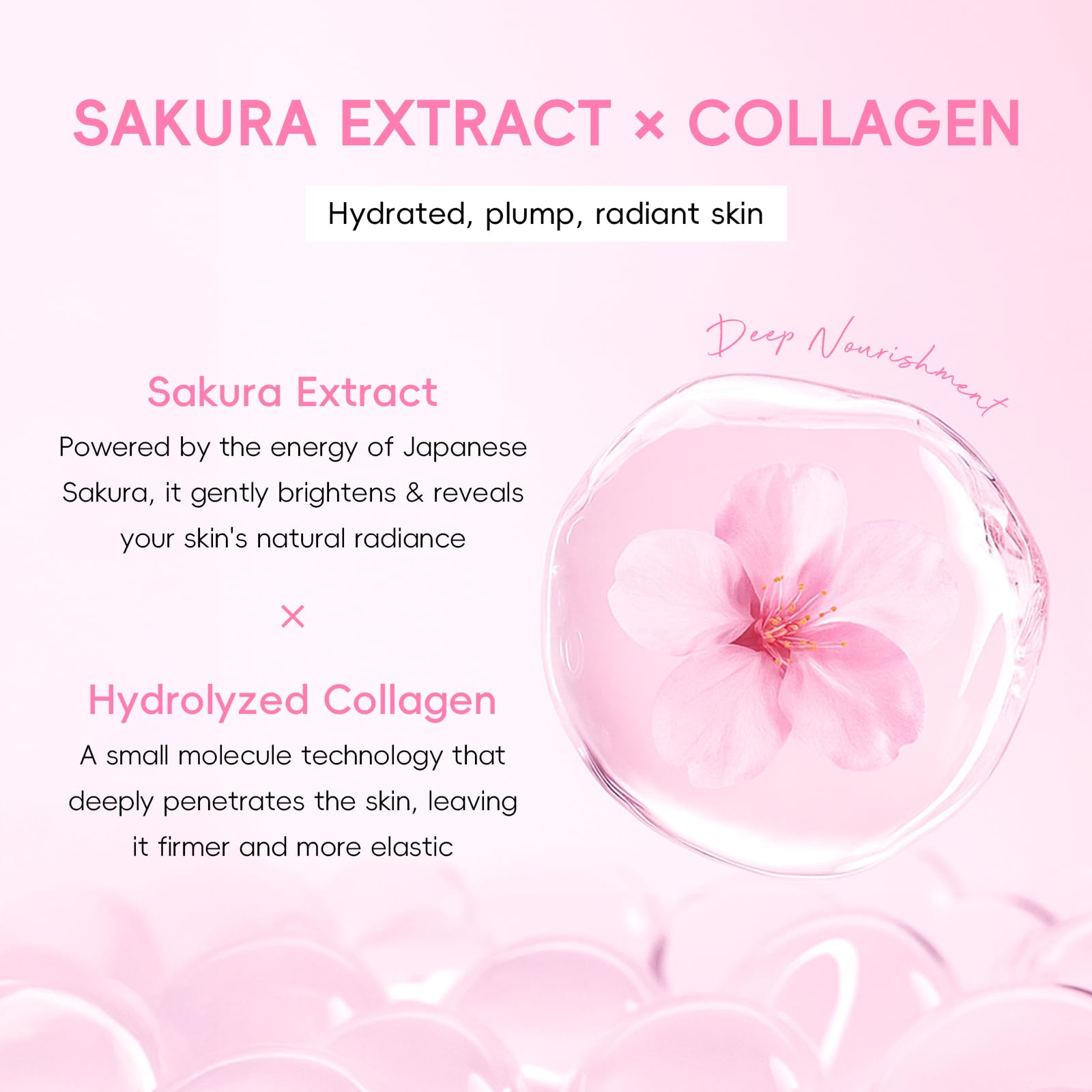 QUIYUM Sakura serum gliding on for radiant, hydrated skin with slight firmness.