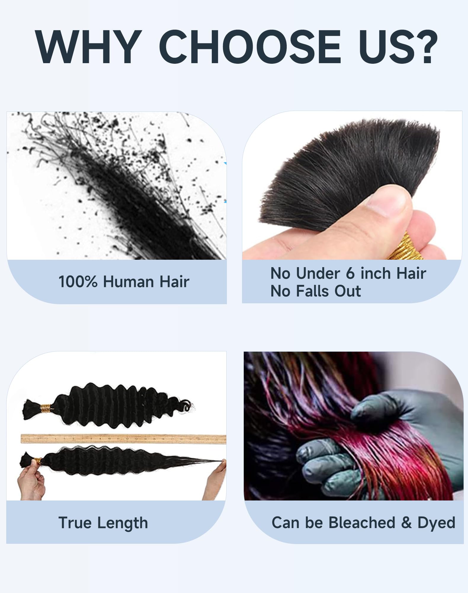 Qulueo cuidado del cabello evita agua caliente para conservar la forma.