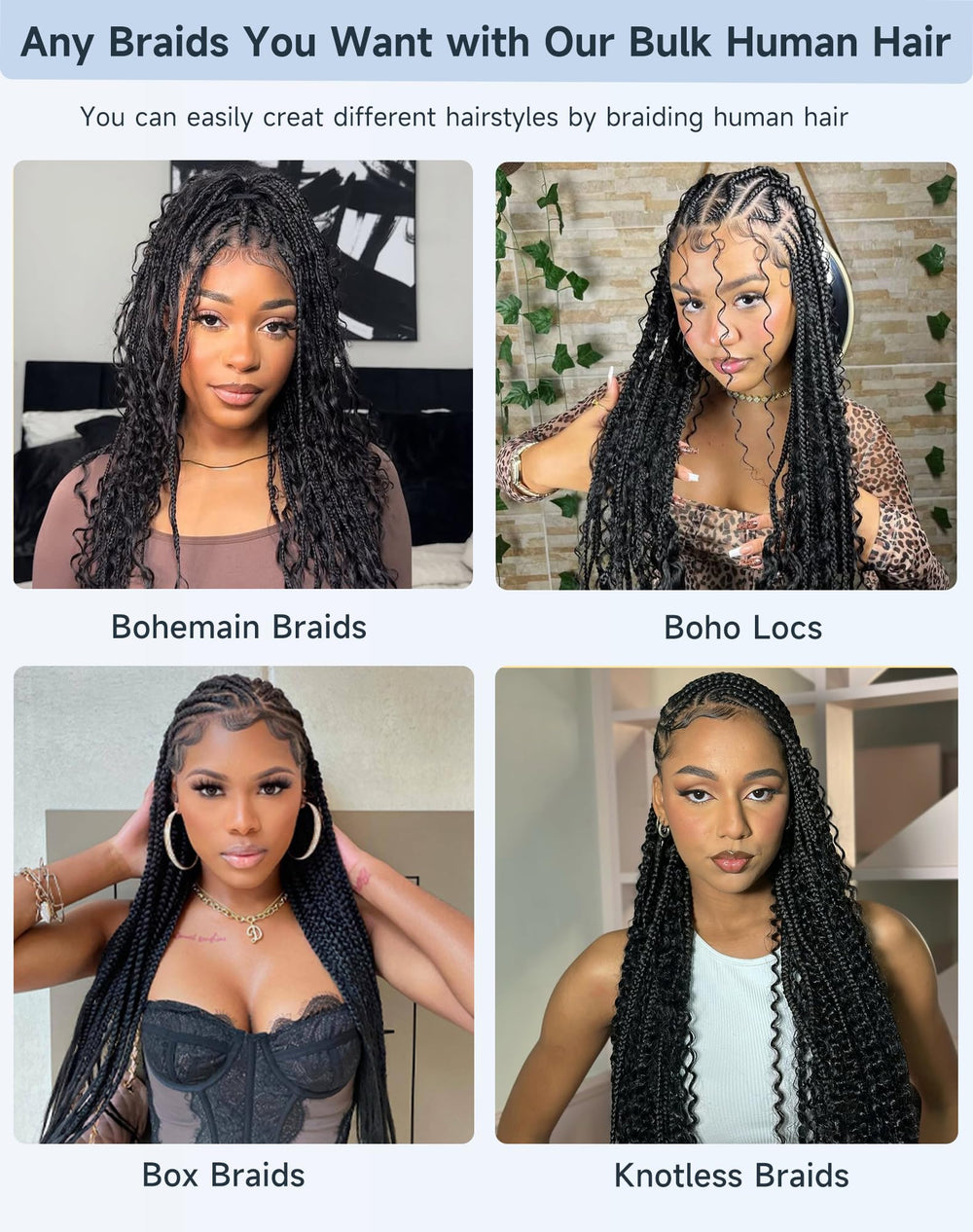 Qulueo modelo con trenzas boho ofrece look festivalero moderno.