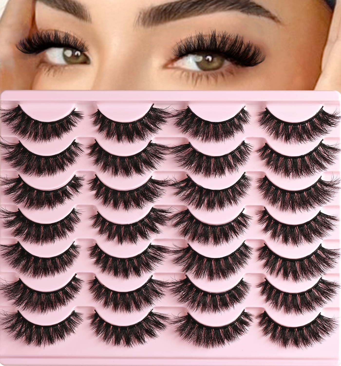 Pestañas QUNETY Wispy Cat Eye para look natural y definido
