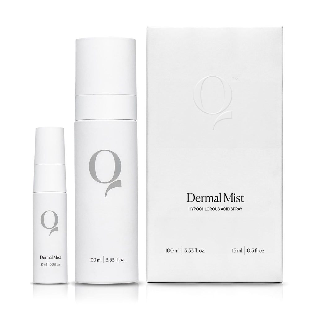 Qure Dermal Mist bottle close-up for refreshing, fragrance-free hydration