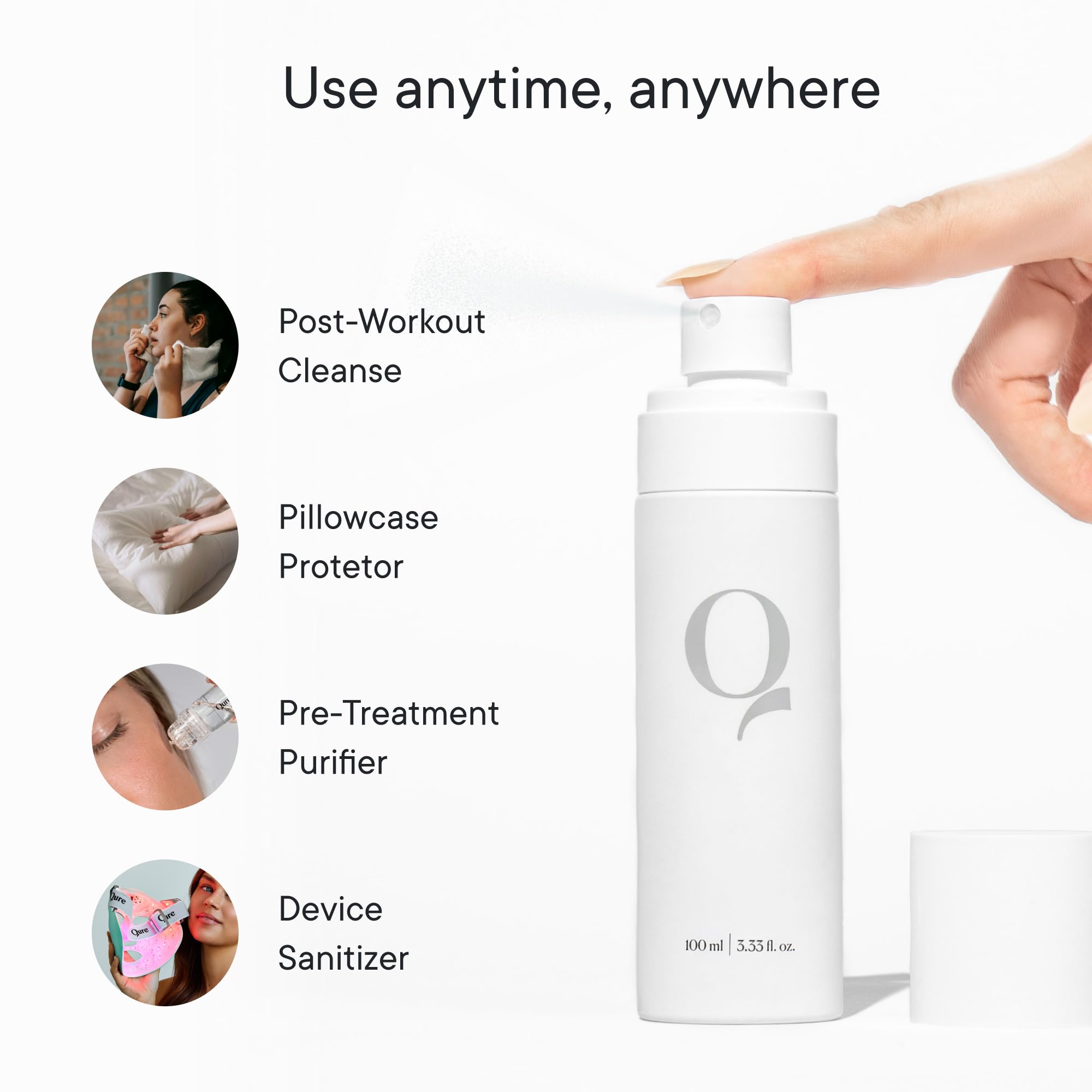Qure Dermal Mist applied on face for calming hydration