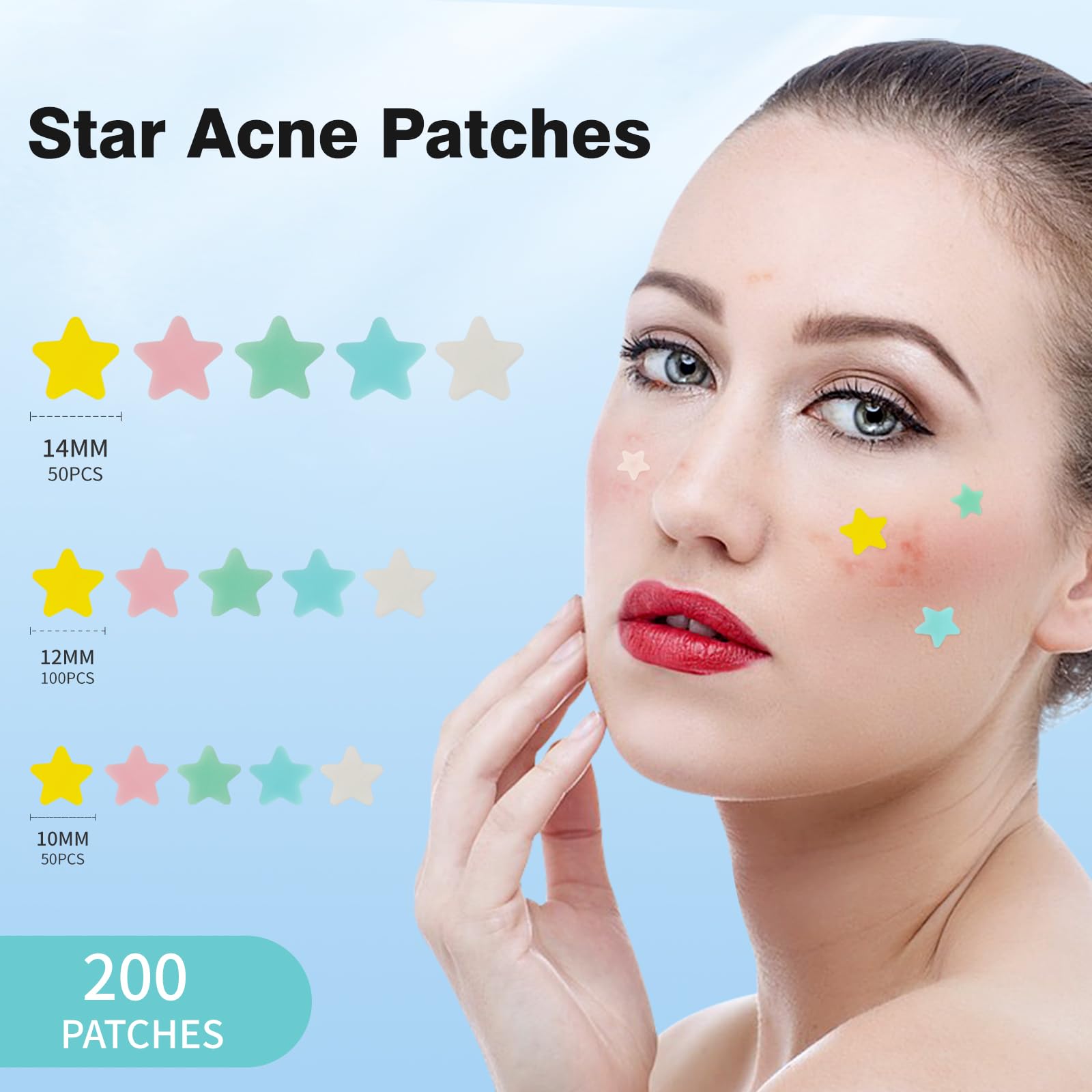 Parche QUSTERE estrella amarilla de 12 mm con adhesivo firme.