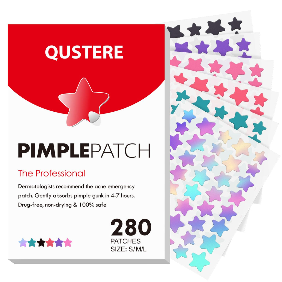 Parche hidrocoloide QUSTERE con estrella de 10 mm absorbe secreciones y oculta imperfecciones