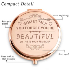 Espejo compacto QUSTGO con grabado láser para un regalo personalizado.