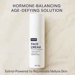 QUZOYU M4 Estriol crema, aplicación en mano para rostro.