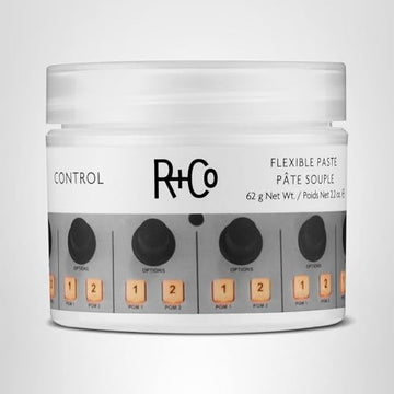R+Co Control Paste envase de 2.2 onzas para viaje.