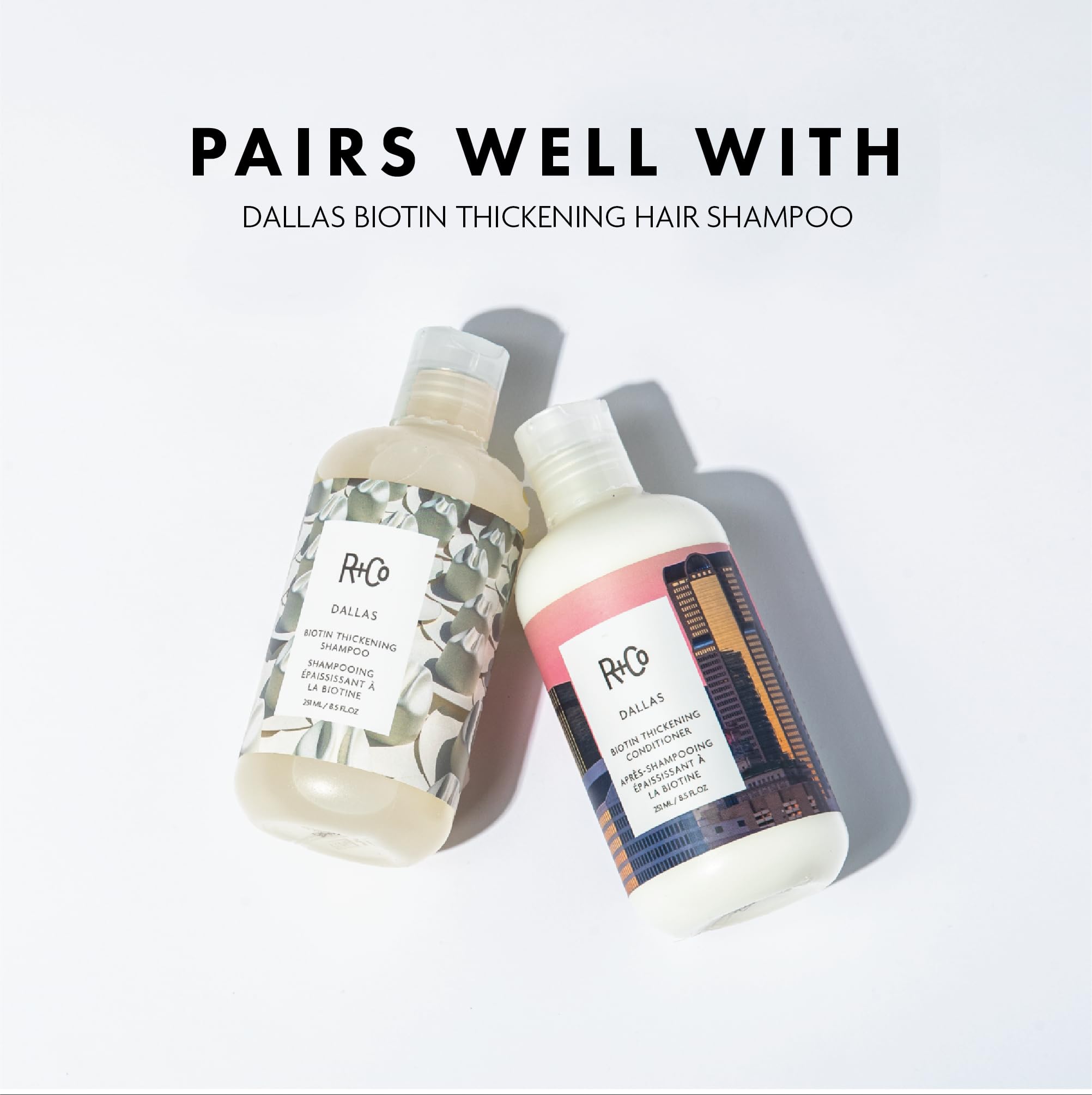 R+Co Dallas Acondicionador engrosador: cabello con brillo tras uso