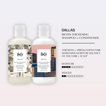 Conjunto R+Co Dallas para volumen y plenitud del cabello.