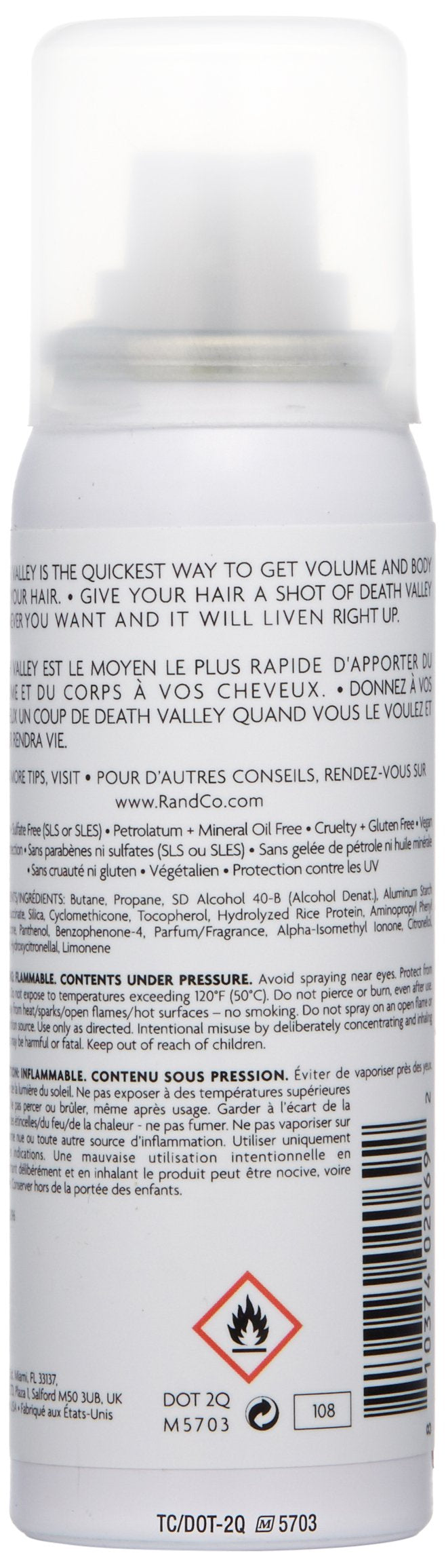 R+Co Death Valley Champú Seco: pulverizador para aplicar en raíces con control y precisión.