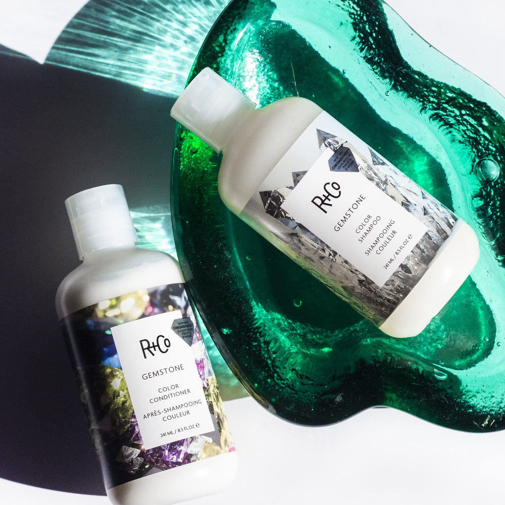 R+Co Gemstone Color Conditioner, envase vegano, sin crueldad para el cuidado capilar.