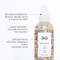R+Co Rockaway Salt Spray aplicado para lograr textura desordenada duradera.
