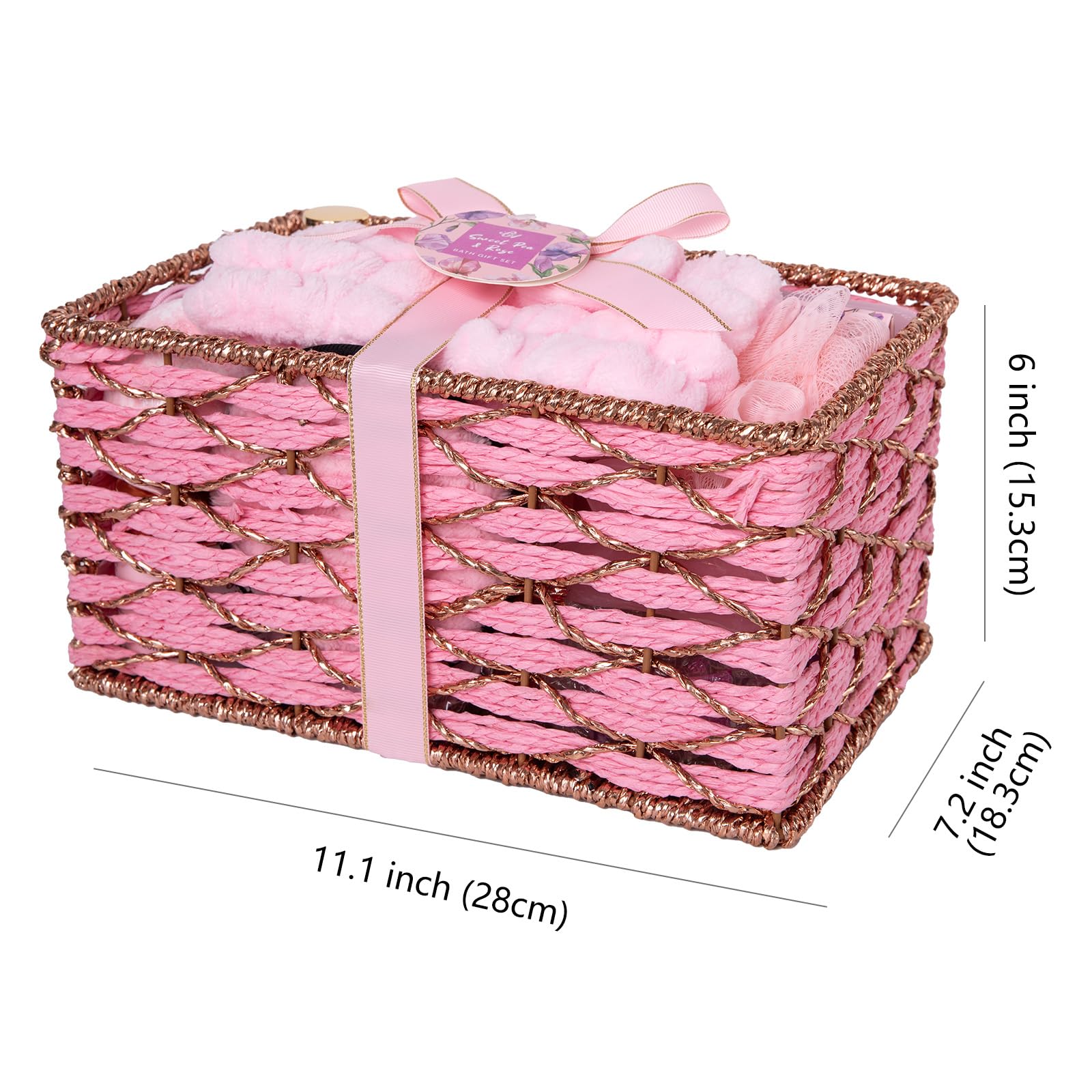 RA ROSA ACCA collar dentro de cesta artesanal y tarjeta personalizable