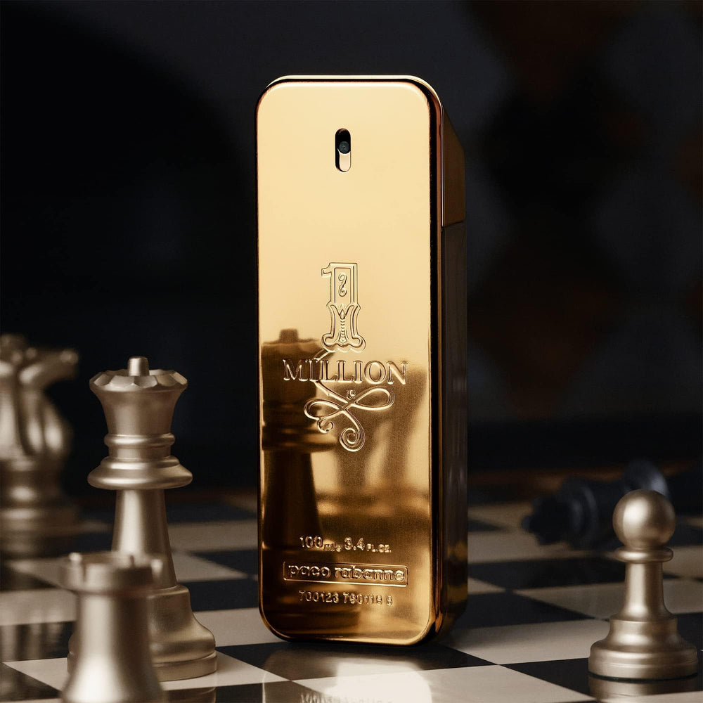 Envase y caja de Rabanne 1 Million, presentación de lujo.