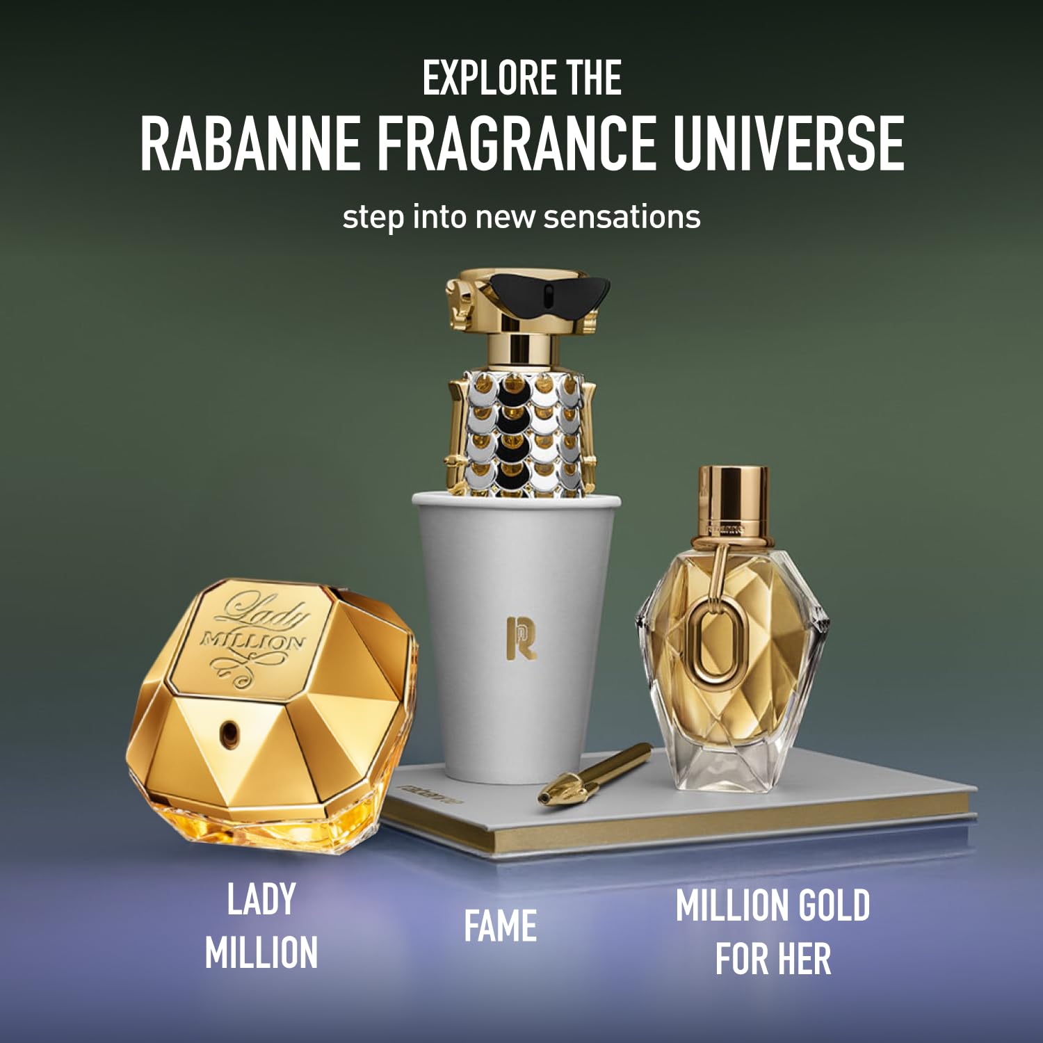 Rabanne Fame detalle arte visual, captura la vibra moderna de la fragancia.
