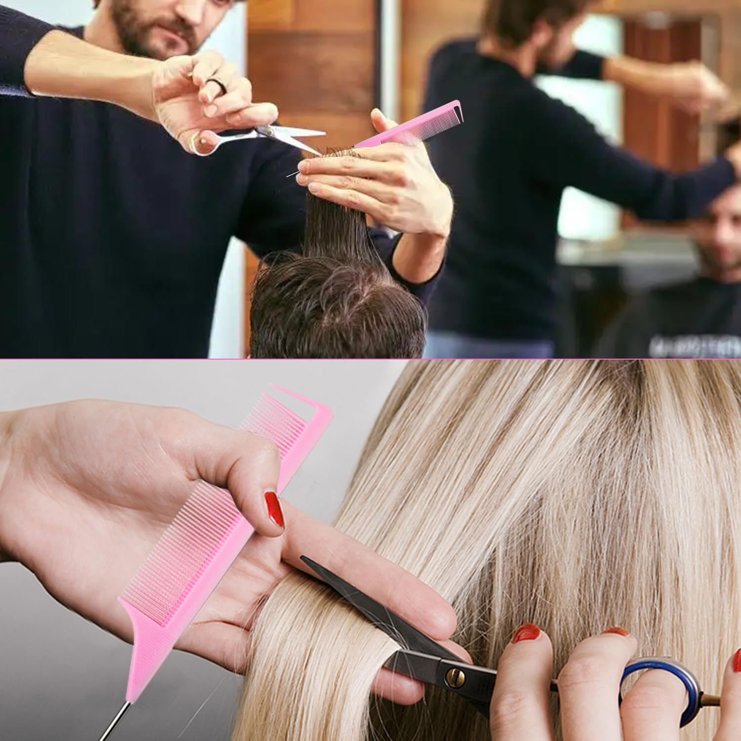 Peine de seccionado rosa de Rabetly para clasificar mechones.