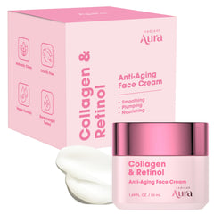Radiant Aura crema facial textura suave para hidratación duradera.
