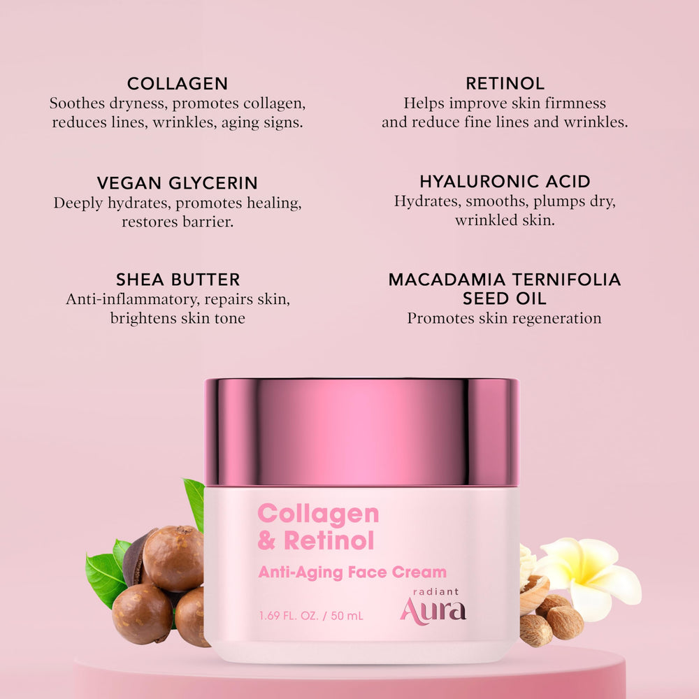 Radiant Aura hialurónico vegano brinda hidratación intensa.