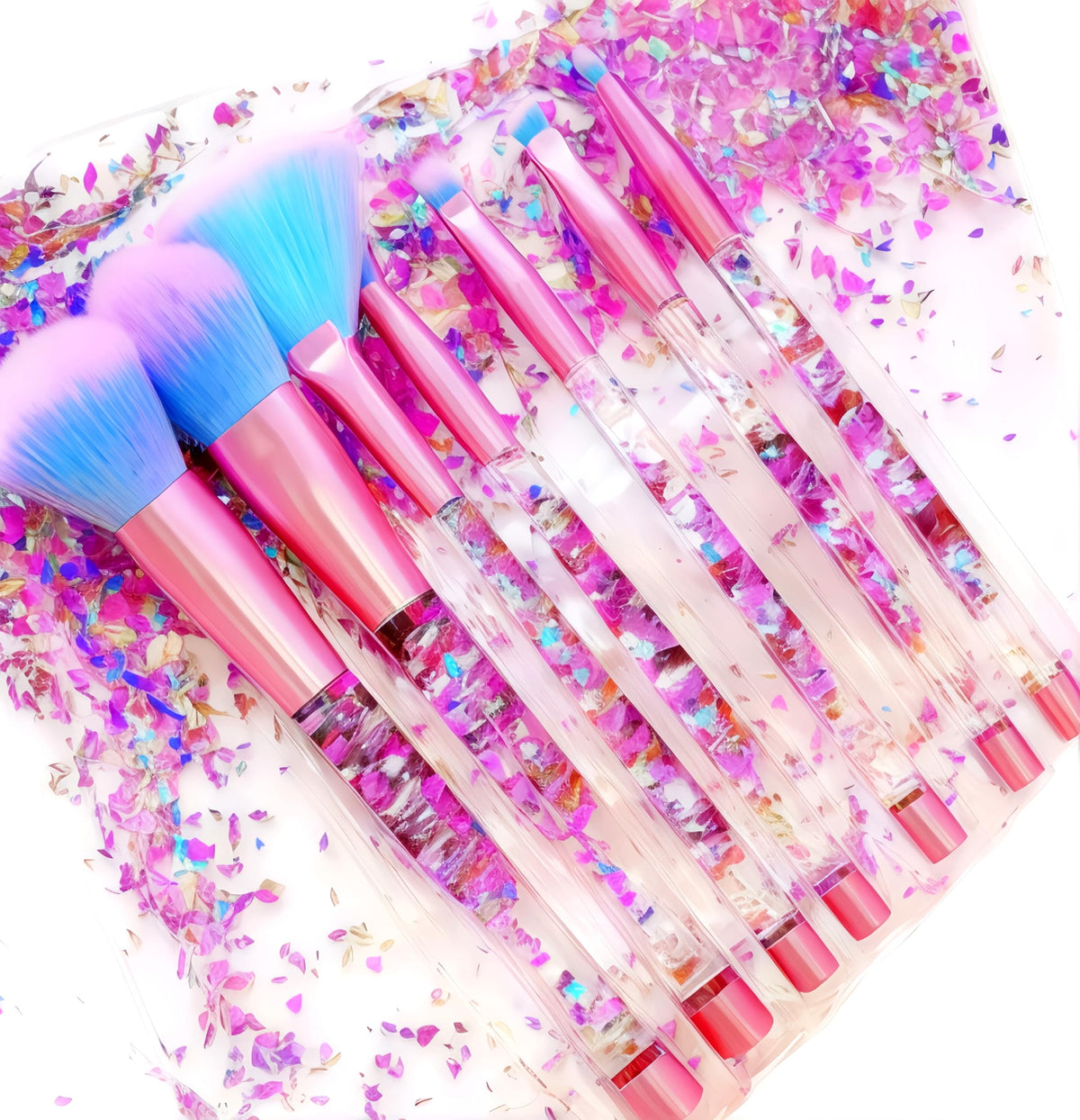 RAEEIKPHZ Unicorn Fan con purpurina azul, cerdas suaves para acabado uniforme