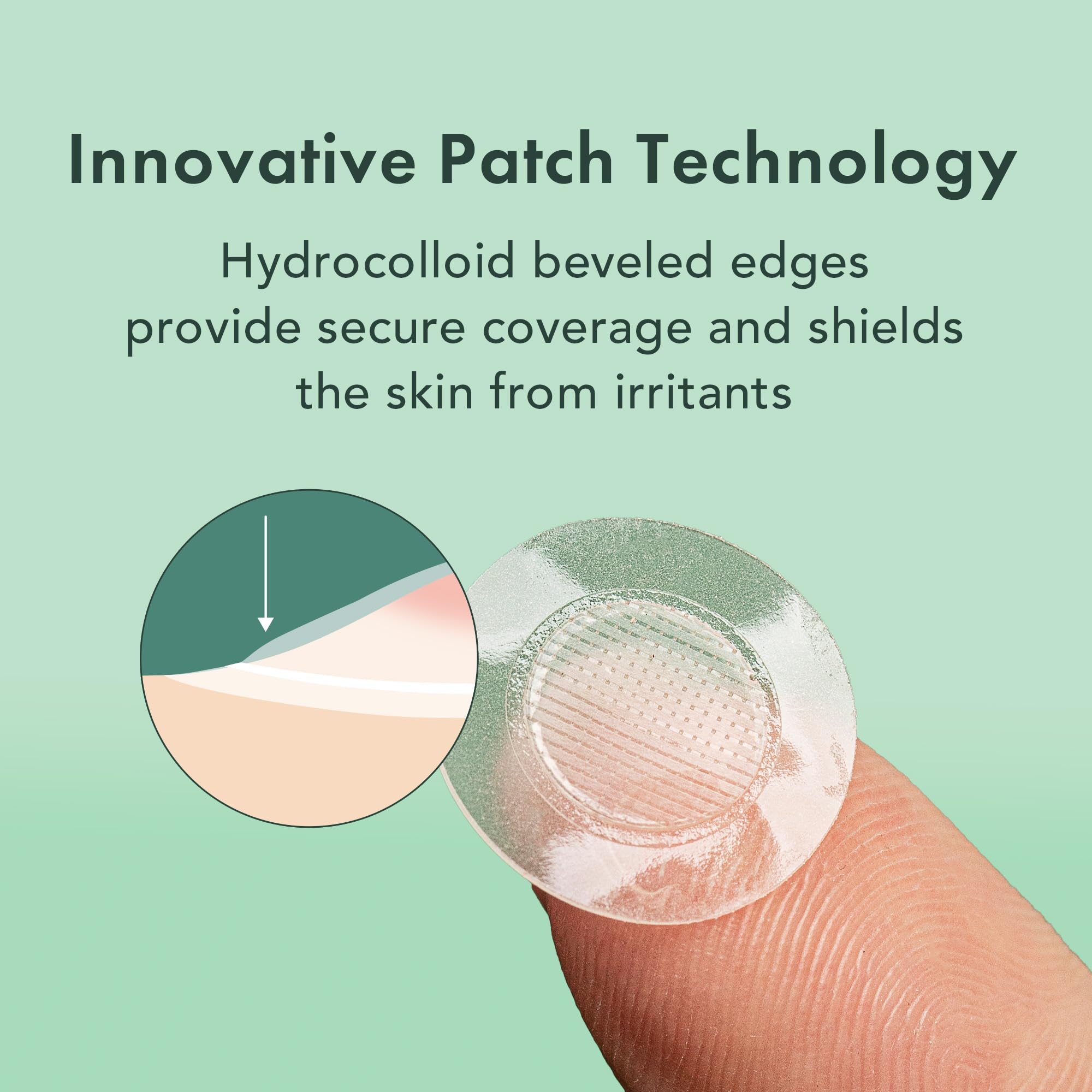 Transparent Rael patch worn discreetly during daytime.