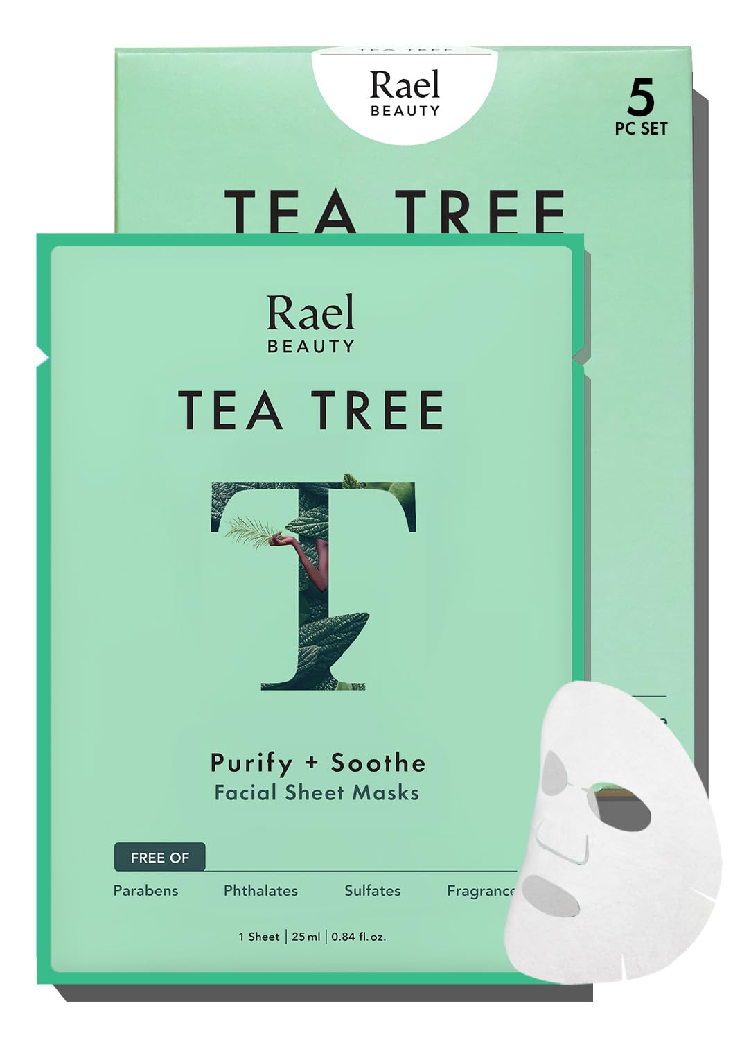 Rael mascarilla arbol-del-te-empaque — cuidado facial purificador para uso diario.