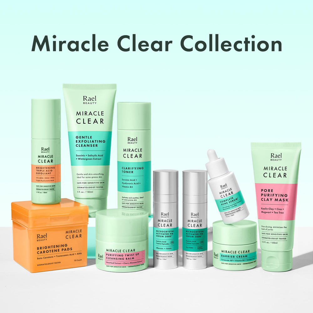 Rael Miracle Clear hydration splash conveys lightweight care with vitamin B5.