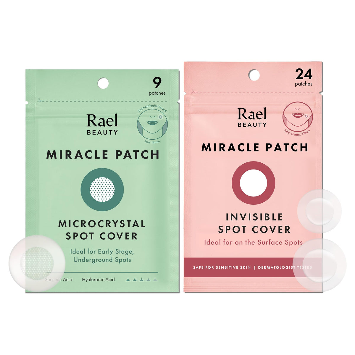 Rael parches de acné hidrocoloide invisibles: absorben grasa y ofrecen cobertura discreta.