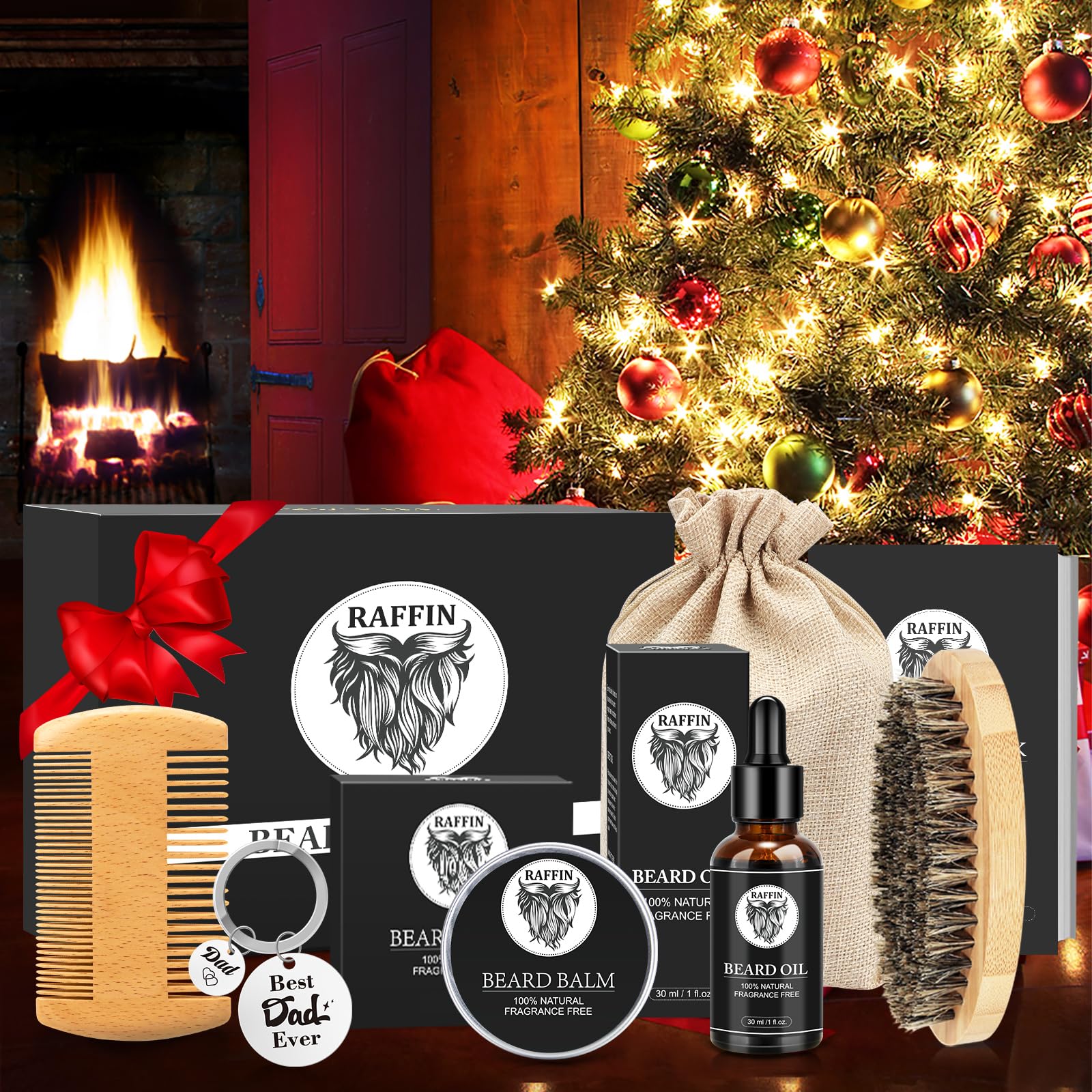 RAFFIN Conjunto de cuidado para barba, presentación elegante para regalo.