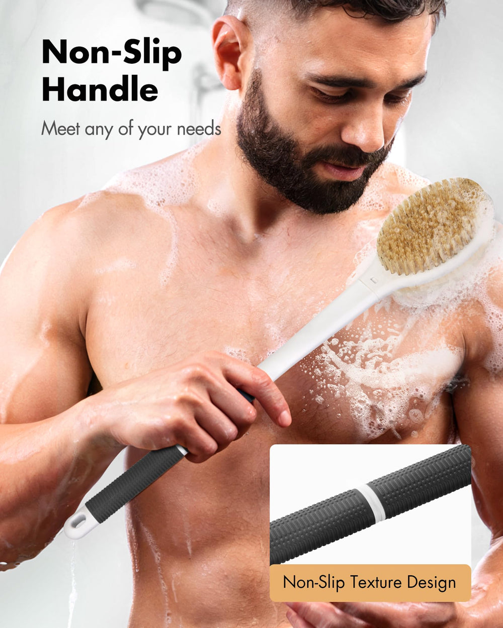 Cepillo para cepillado en seco para limpiar poros y exfoliar.