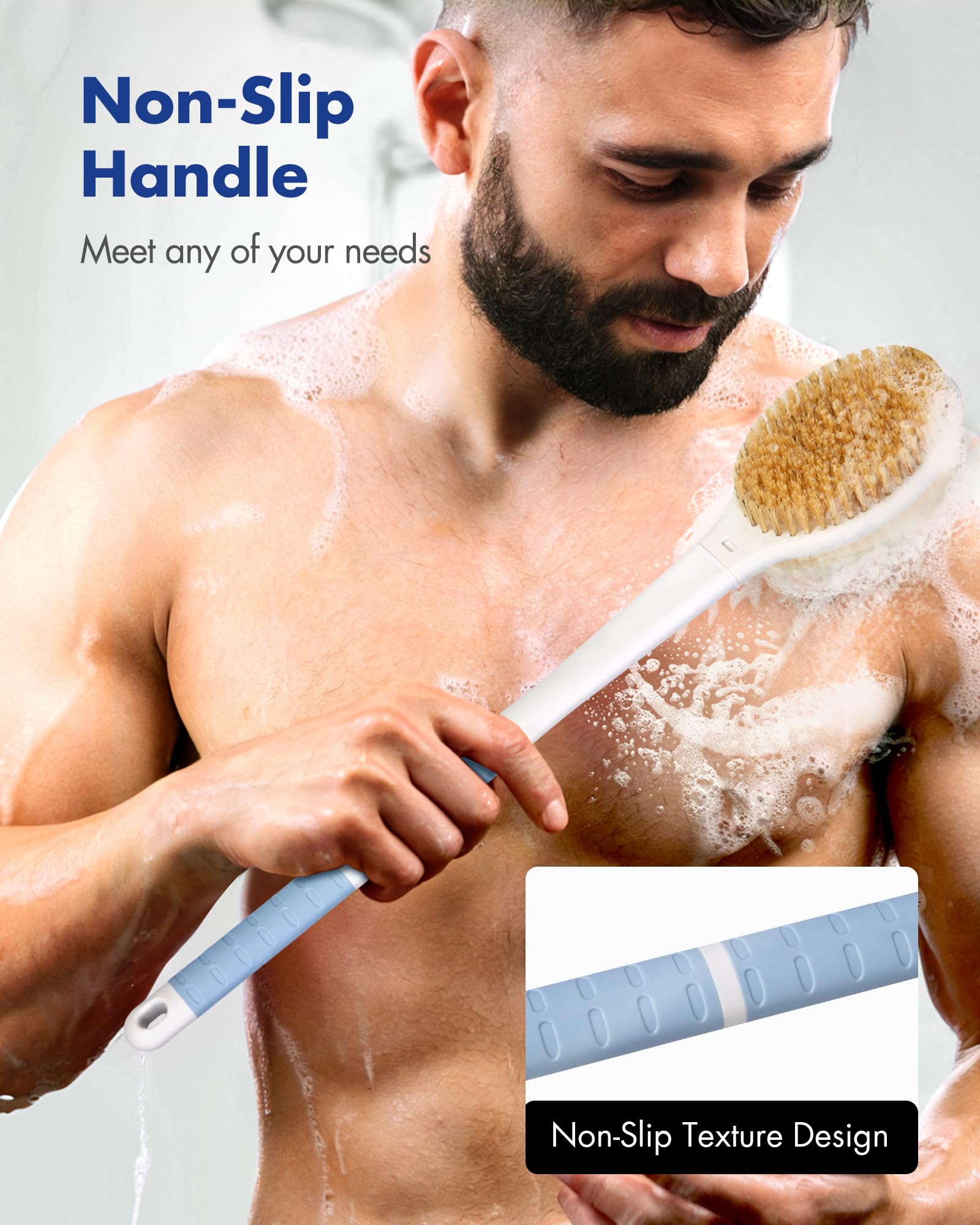 Rafow cepillo con agarre antideslizante para uso en ducha