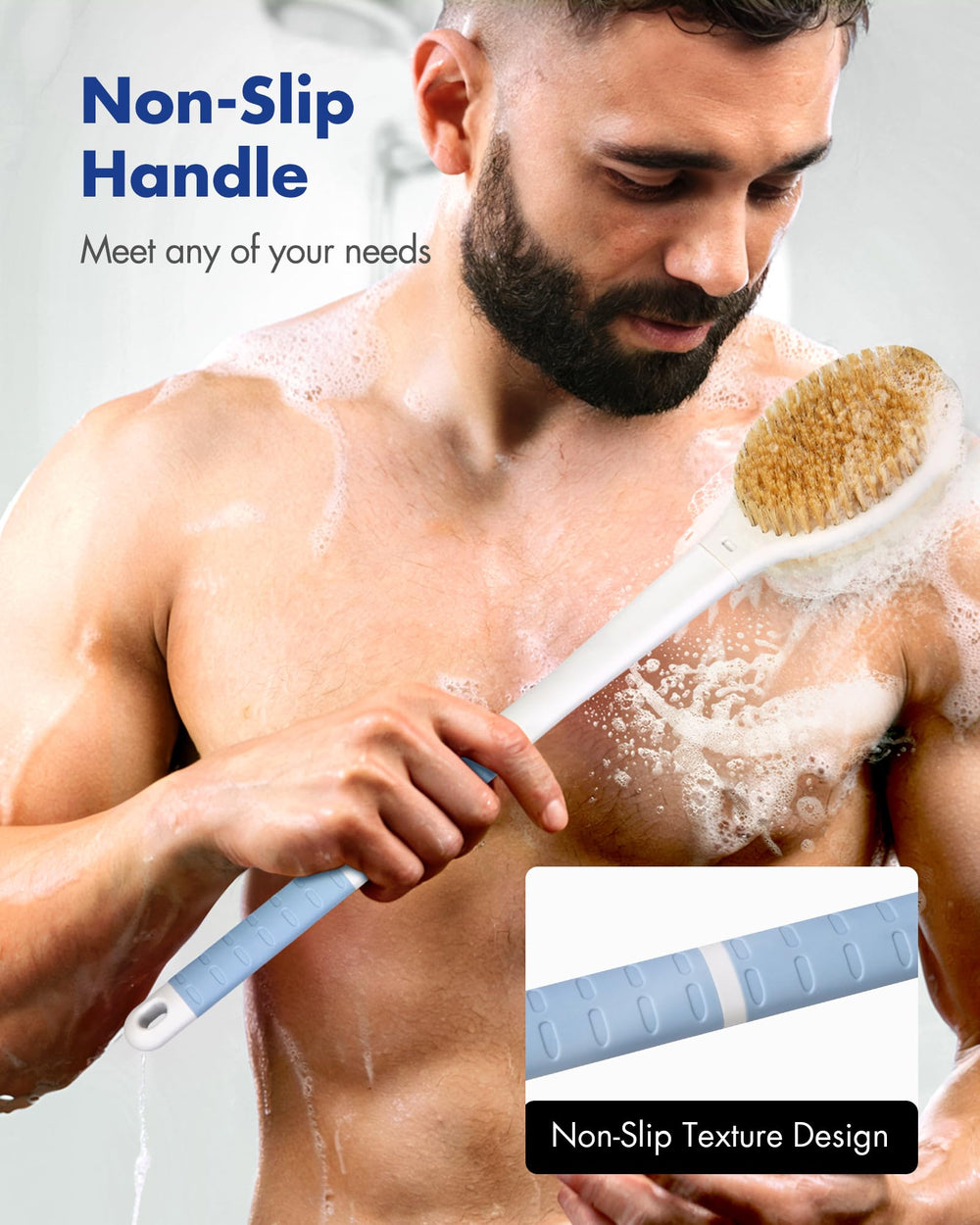 Rafow cepillo con agarre antideslizante para uso en ducha